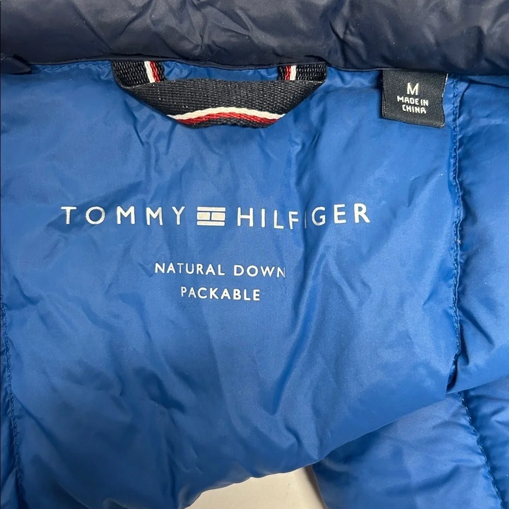 Men's Navy Puffer Jacket Tommy Hilfiger natural down feathers, packable, med